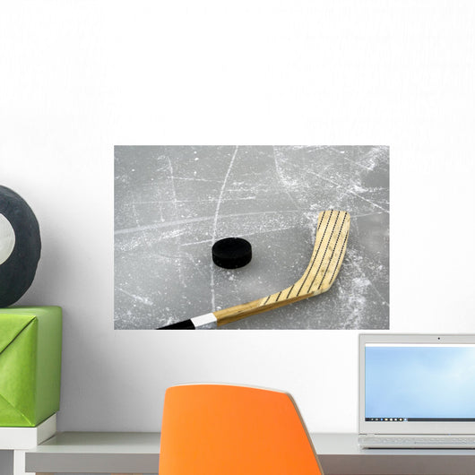 Hockey Stick and Puck Wall Mural