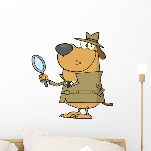 Dog Holding A Magnifying Glass Wall Decal