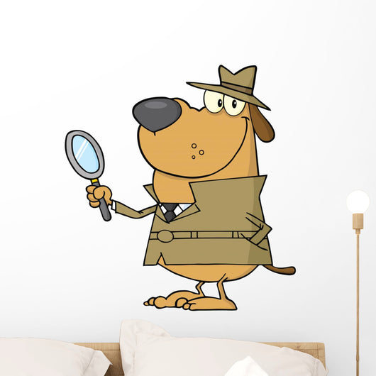 Dog Holding A Magnifying Glass Wall Decal