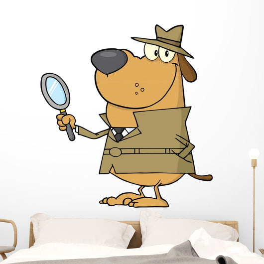 Dog Holding A Magnifying Glass Wall Decal