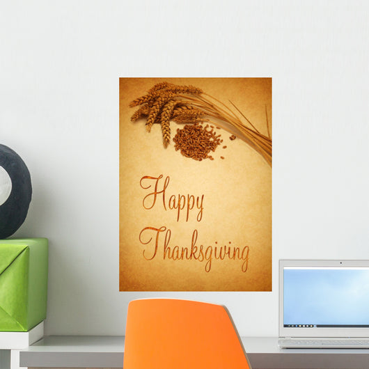 Happy Thanksgiving Wheat Wall Mural