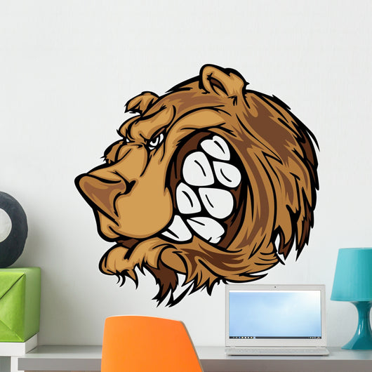 Bear Grizzly Mascot Head Vector Cartoon Wall Decal