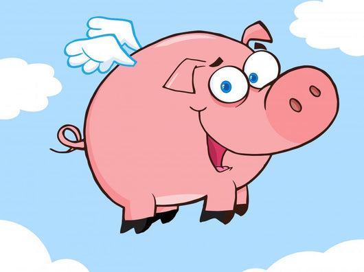 Happy Pig Flying in a Sky Wall Mural