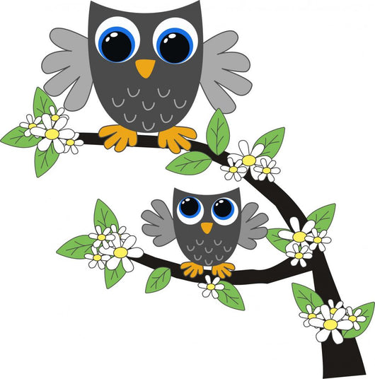 Two Grey Owls