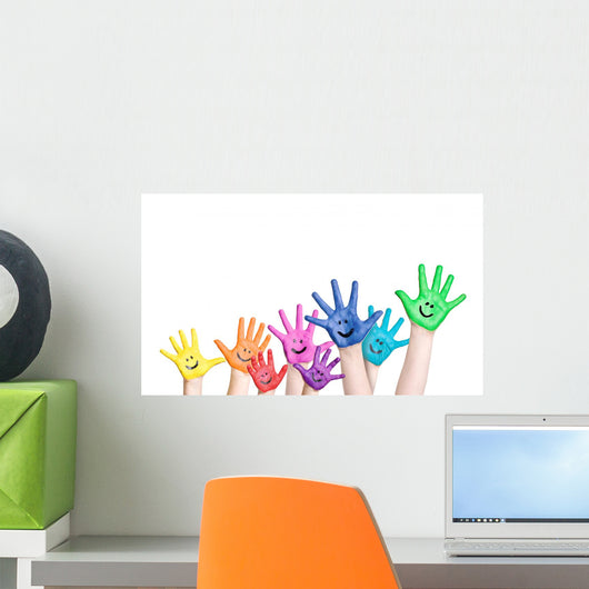 Laughing Children in Rainbow Wall Decal
