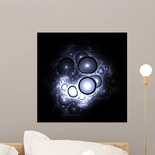 Abstract color image on a black background. Curves and ornaments Wall Mural