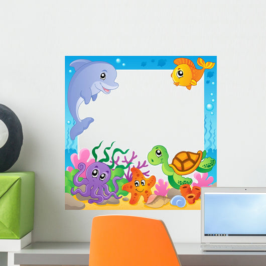 Frame with underwater animals 1 Wall Mural