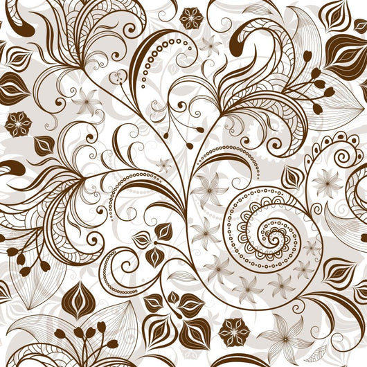 Repeating White-Brown Floral Pattern Wall Decal