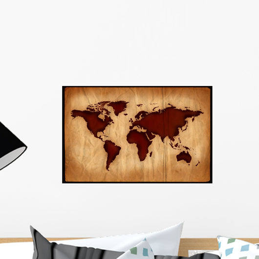 Aged World Map Wall Mural