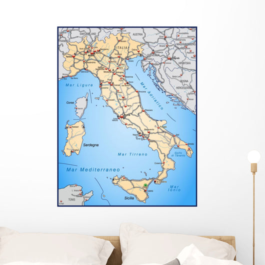 Highway Map Italy Orange