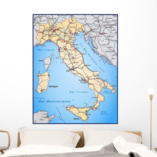 Highway Map Italy Orange