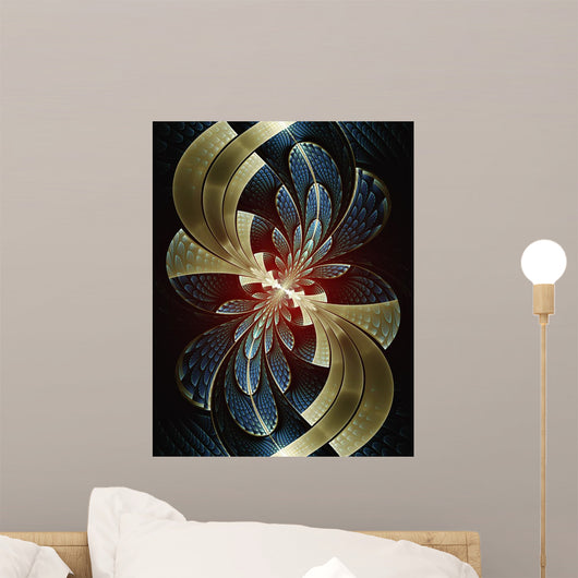 Swirl fractal on a black background Wall Mural