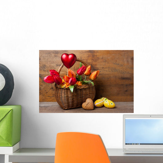 Flower Basket with Red