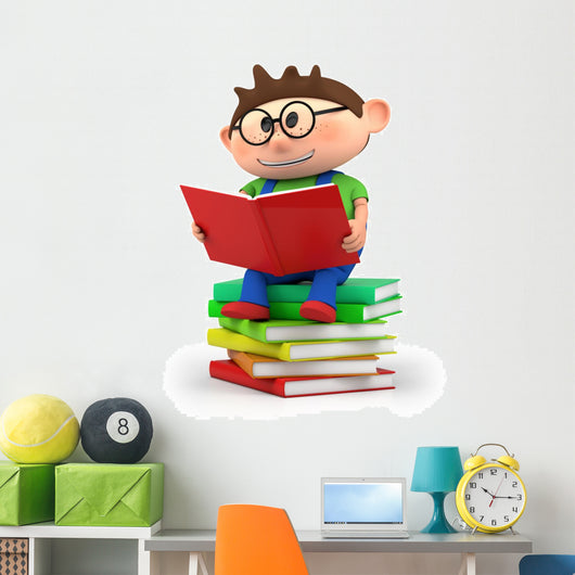 Little Boy Reading Wall Decal