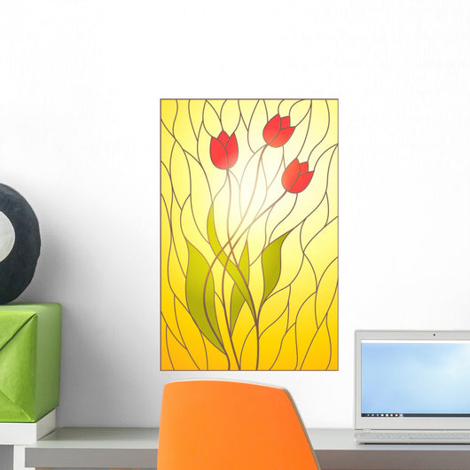 stained glass with floral motif Wall Mural