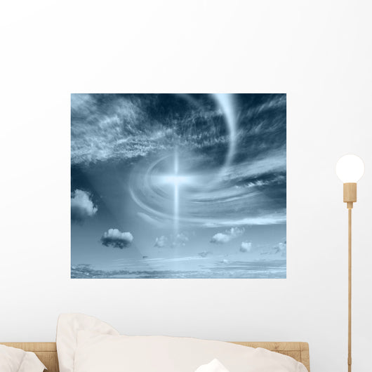 Christian cross against the sky Wall Mural