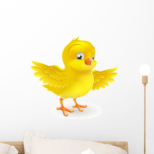 Cute happy little yellow Easter chick Wall Decal