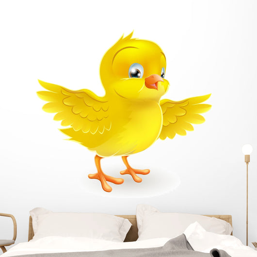 Cute happy little yellow Easter chick Wall Decal