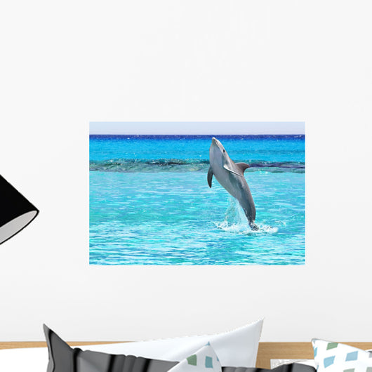 Dolphin jumping in the Caribbean Sea of Mexico Wall Mural