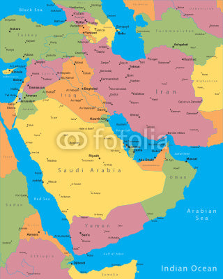 Vector map of Middle East countries Wall Mural