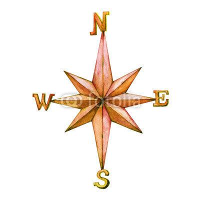 Vintage Compass Hand Drawn Wall Decal
