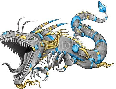 Robot Cyborg Dragon Vector Illustration art Wall Mural