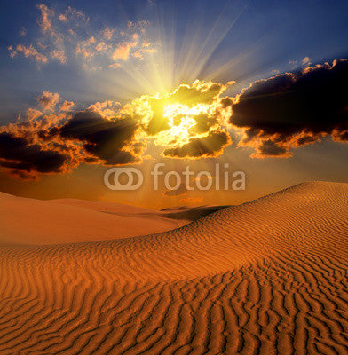 dramatic suset landscape in desert Wall Mural