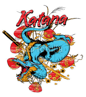 Katana Dragon Wall Decal