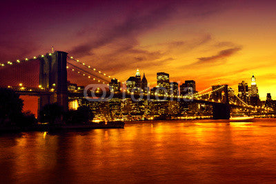 Brooklyn Bridge at sunset Wall Mural