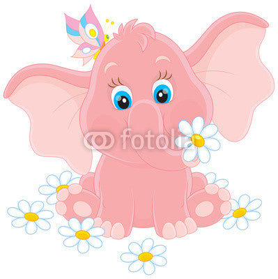 pink elephant flowers Wall Decal