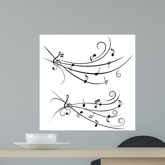 Music Notes on Ornamental Staff Wall Decal