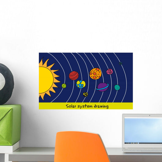 Solar System Drawing Wall Mural