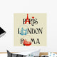 Paris, London, Roma lettering Wall Mural