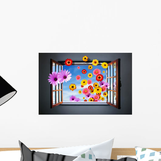 Window of Fowers Wall Mural