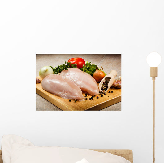 Raw Chicken Breasts Cutting