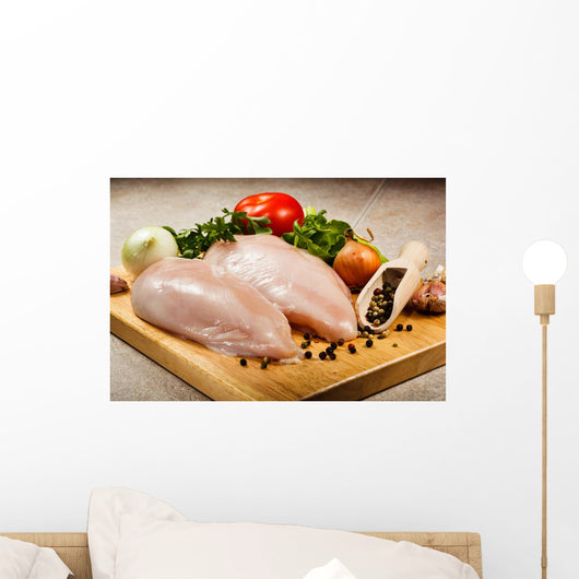 Raw Chicken Breasts Cutting
