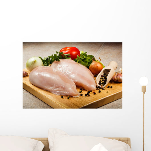 Raw Chicken Breasts Cutting