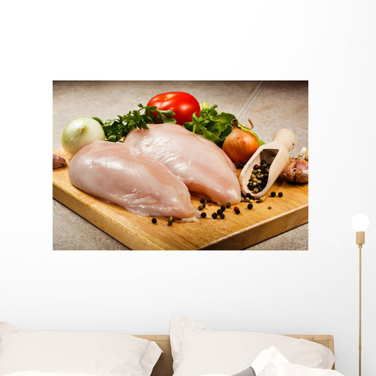 Raw Chicken Breasts Cutting