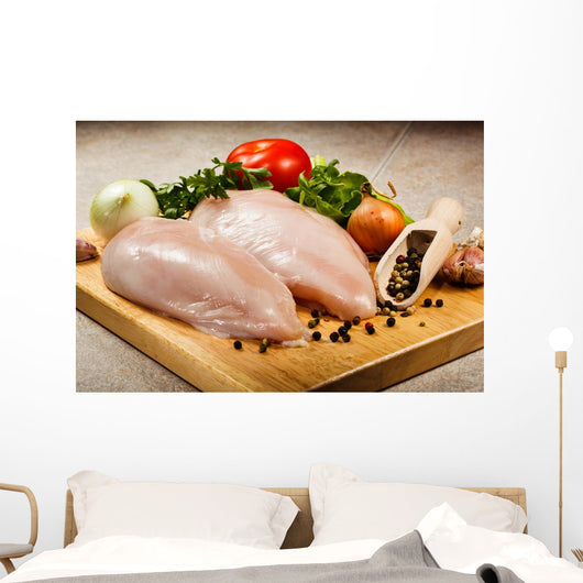 Raw Chicken Breasts Cutting