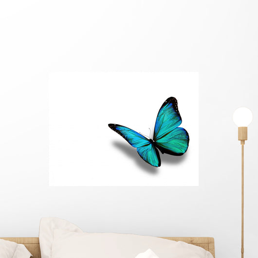 Turquoise Butterfly White Wall Decal