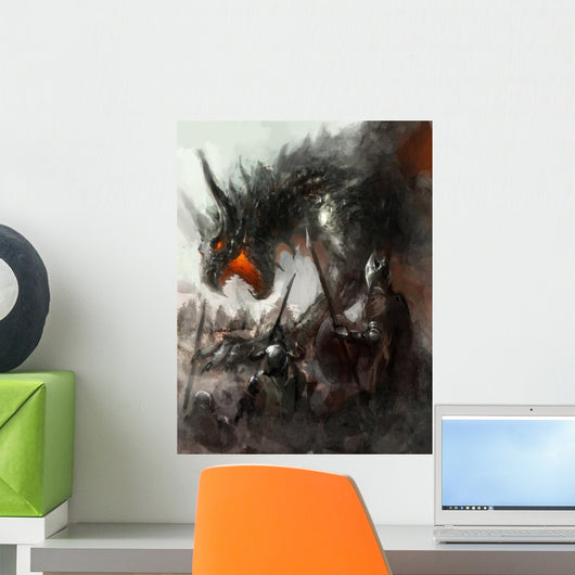 Dragon Hunt Vertical Wall Decal