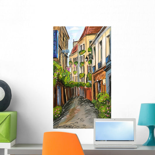Paris Street Illustration Wall Mural