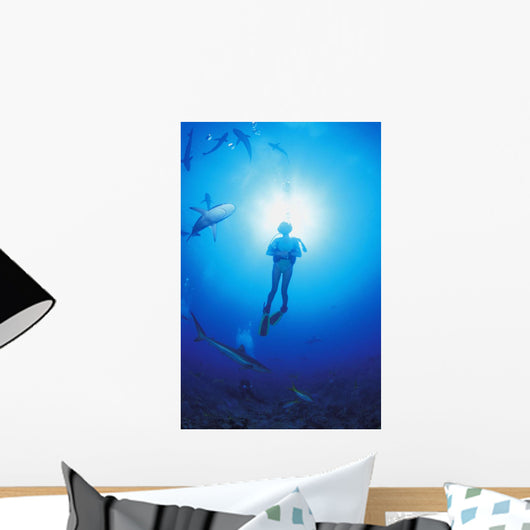 Circling Sharks Wall Mural