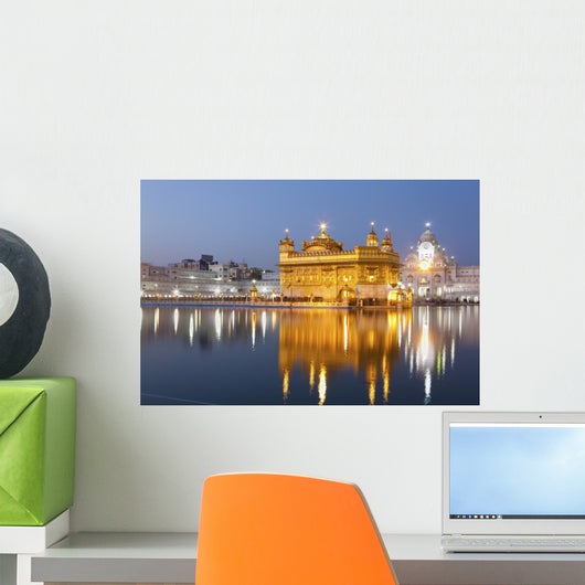 Golden Temple illuminated at night Wall Mural