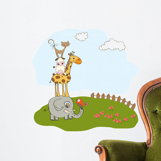 baby shower card with funny pyramid of animals Wall Decal