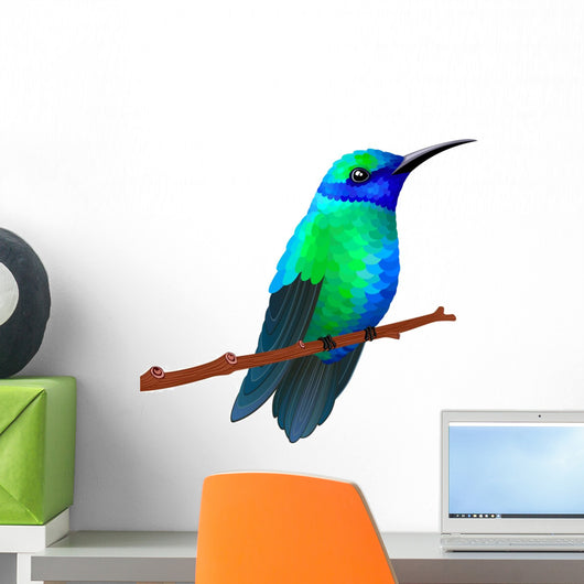 Hummingbird on White Background Wall Decal