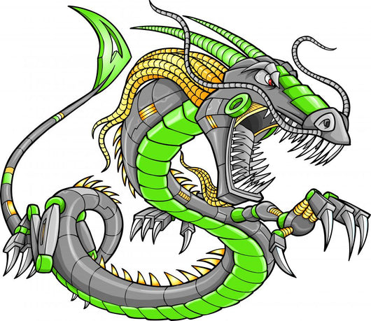 Green Robot Cyborg Dragon