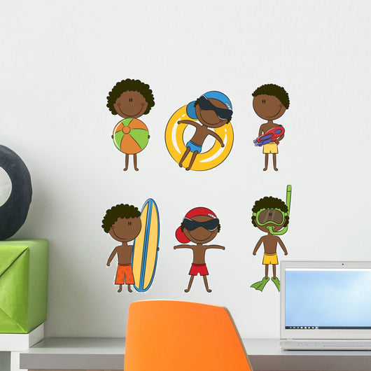 Happy African-american Kids Beach