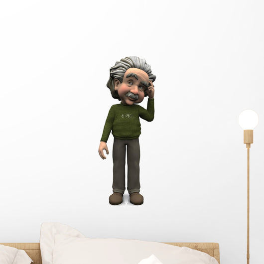 Cartoon Albert Einstein thinking. Wall Decal