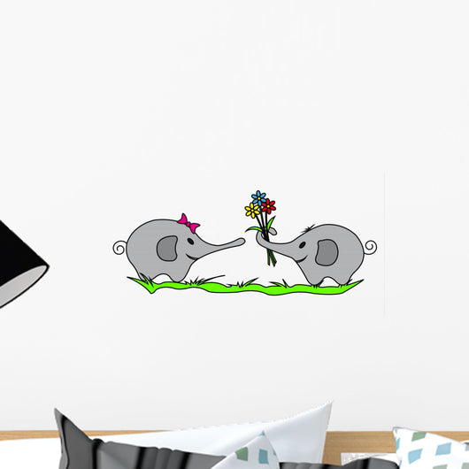 Two Elephants with Colorful